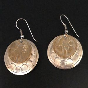 GOLDTONE AND SILVER TONE BOHEMIAN COIN EARRINGS